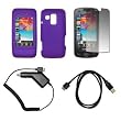 Premium Purple Soft Silicone Gel Skin Cover Case + LCD Screen Protector + Rapid Car Charger + USB Data Sync Charge Cable for Samsung Rogue U960