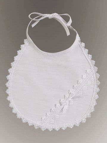 White Cotton Laced Christening Baptism Bib White Cotton Laced Christening Baptism Bib