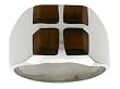 Gent's Sterling Silver Square Cuts Tiger Eye Ring