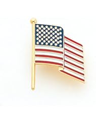 14K Yellow Lapel Pin Depicting A Waving American Flag