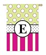 Monogram Peppy Pink & Green Polka Dot Double Sided Garden Size Flag - E