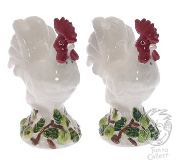 Buy Blue Sky Green Apple White Roosters Salt and Pepper Shakers