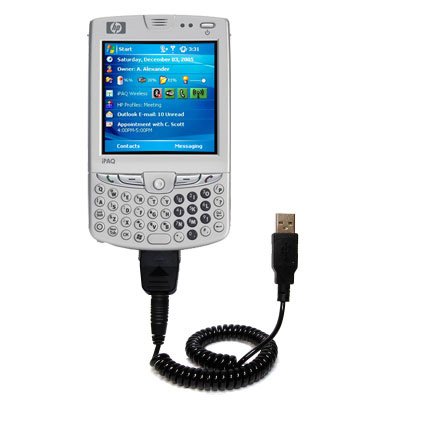 Coiled USB Cable for the HP iPAQ hw6910 / hw 6910 with Power Hot Sync and Charge capabilities - uses Gomadic TipExchange Technology