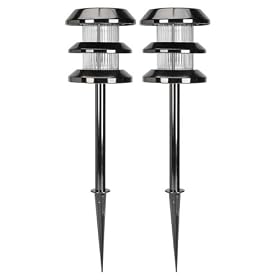 SUNergy Miravista Solar LED Accent Garden Yard Lights Black Chrome Finish (2) NEW