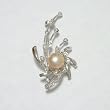 Cultured Pearl Cubic Zirconia Silver Spiral Tail Brooch Pin