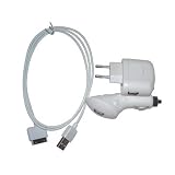 3in1 ZUBEHR SET in weiss / KFZ LADEKABEL / DATENKABEL / Netzteil USB / REISELADER fr APPLE iPod Nano 4G, V4, 4. Generation