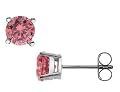Solitaire Stud Pink Diamond Earrings 1/2 Carat (ctw) in 14K White Gold