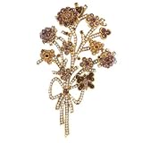 Lee Angel Gold crystal and Pearl Bouquet Brooch