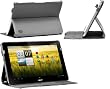 NAVITECH - Housse � rabat en cuir bycast gris avec stand � angles multiples con�ue sp�cialement pour le Acer Iconia Tab A210