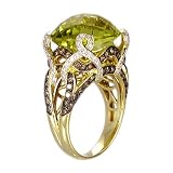 18K Yellow Gold Lemon Quartz, Brown Diamond and White Diamond Ring (13.27ctw, G-H, VS)