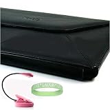 Kroo Amazon Kindle DX Leather BLACK Envelope Style Carrying Case + Pink Double Bright Amazon Kindle 2 LED Book Light + Vangoddy tm, Live*Laugh*Love wrist band!!!