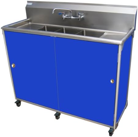 Monsam PSE-2003SD Commercial Three Bowl Sink, Blue