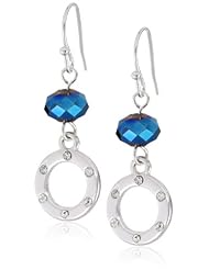 Nine West "Gem Jam" Silver-Tone Blue Fish Hook Drop Earrings