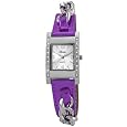 Breda Women`s 2177_purple "Callie" Leather Rhinestone Embellished Chain Watch