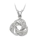 Sterling Silver 1/4cttw Diamond Love-Knot Pendant, 18"