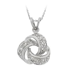 Sterling Silver Diamond Love-Knot Pendant (1/4 cttw), 18"