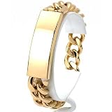 Mens ID Bracelet Curb Chain Gold Plated Jewelry 8.5