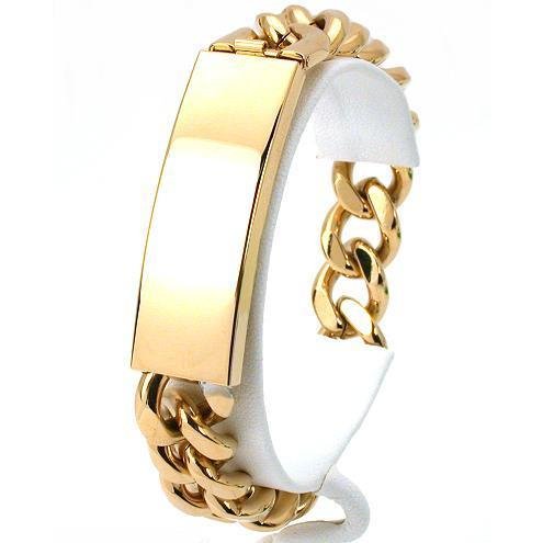 Mens ID Bracelet Curb Chain Gold Plated Jewelry 8.5