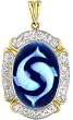 Zodiac Collection Oval Cameo Pendant - Pisces - 3/4" x 1/2"