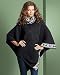 Nicole Miller Intarsia Angora Turtleneck Poncho Cape Sweater, Black , One Size