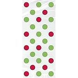 Red & Green Polka Dot Holiday Cellophane Bags, 20ct