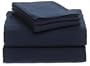 Pike Street Solid Flannel King Sheet Set, Navy Blue