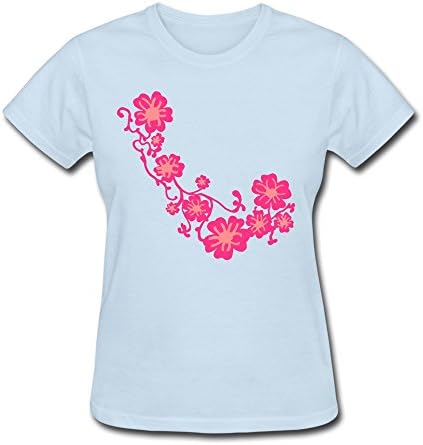 Custom Women's Tee Cool Flowers Size XXL SkyBlue