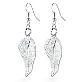 Sterling Silver Overlay Designer Leaf Dangle Earrings
