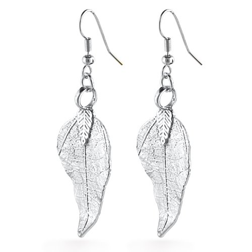 Sterling Silver Overlay Designer Leaf Dangle Earrings