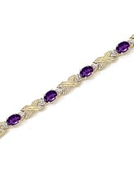 14kt Yellow Gold Oval Amethyst and Diamond Bracelet