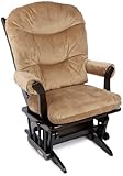 Dutailier Round Back Cushion Multiposition Sleigh Glider, Light Brown Microfiber