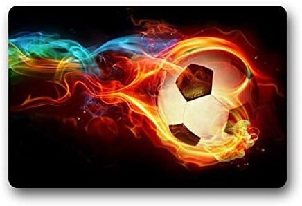Heymats High Quality And New Fashion Flaming Soccer Ball Doormat Machine-washable Floor/Bath Decor Mats Rug