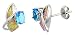 Sterling Silver, Synthetic Pink Opal Stud Earrings with Marquis Shape Blue CZ, 1/2 (13 mm) long