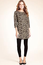 Slash Neck Cheetah Print Satin Knitted Tunic