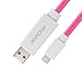 Mpow MFI Certified Visible EL Flowing Current Charge and Sync Cable for iPhone 6s/6s Plus, iPhone 6/5S/5/5C, iPod 7, iPad Air-Pink