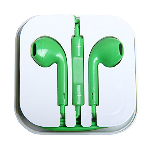 iMeshbean® 3.5mm Green Color Earbud Earphone Headset with Built-in Microphone & Volume Control USA