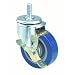 E.R. Wagner Americaster Stem Caster, Swivel with Strap Brake, Dust Cover, Polyurethane on Polyolefin Wheel, Delrin Bearing, 275 lbs Capacity, 4" Wheel Dia, 1-1/4" Wheel Width, 5" Mount Height, 1/2" Stem Dia, 1-1/2" Stem Height
