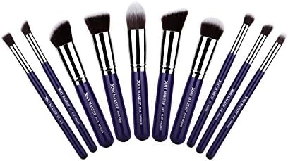 10pcs Professional Make up Brushes Set Foundation Blusher Kabuki Powder Eyeshadow Blending Eyebrow Brushes Purple/silver