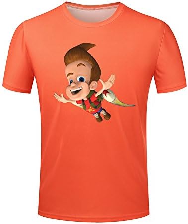 Customized Poly Cotton Comfortable Jimmy Neutron Men's T-shirt in Orange