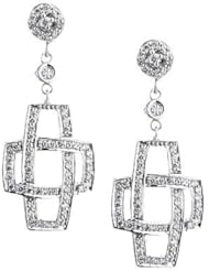 14K White Gold Diamond Dangle Earrings (3/4Cttw, SI Clarity, F Color)