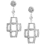 14K White Gold Diamond Dangle Earrings (3/4Cttw, SI Clarity, F Color)
