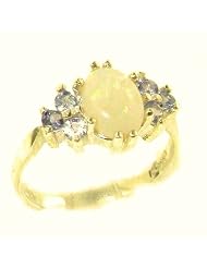 Ladies Contemporary Solid 14K Yellow Gold Natural Opal   Tanzanite Ring Size 975 Finger Sizes 5 to 12 Available Perfect Gift for Birthday Christmas Valentines Day Mothers Day Mom Mother Grandmother Daughter Graduation Bridesmaid