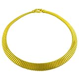 18 Karat Yellow Gold over Silver Graduated Stripe Omega Necklace (17 Inch)