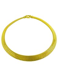 18 Karat Yellow Gold over Silver Graduated Stripe Omega Necklace (17 Inch)