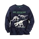 Carter's(カーターズ) ロングスリーブグローインザダークダイナソーグラフィックティ ネイビー トップス長袖Tシャツ 6ヶ月【並行輸入】