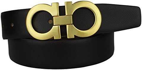 Bullk0 Men's 8 Smooth Gold Copper Buckle Coffee Leather Belt 34-36inch