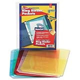 Cardinal Brands Ring Binder Poly Pockets , 11x8-1/2, 5/PK, Assorted Colors