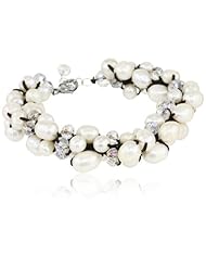 Bronze Crystal and Freshwater Cultured Pearl Strand Bracelet, 7.5+1" Extender