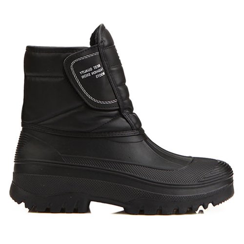 New Mens Black Warm Waterproof Winter Snow Rain Boots