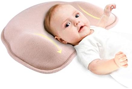 Newborn Baby Memory Pillow - Soft Protective Positioner Infant Pillow - Organic Cotton Shell,100% Cotton Pillowcase,a Good Sleeping Assistant for Baby! (khaki)